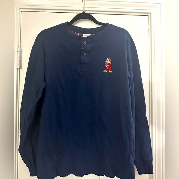 Disney Direct Grumpy Long Sleeve Men’s Henley Shirt Top - Medium - Picture 1 of 4